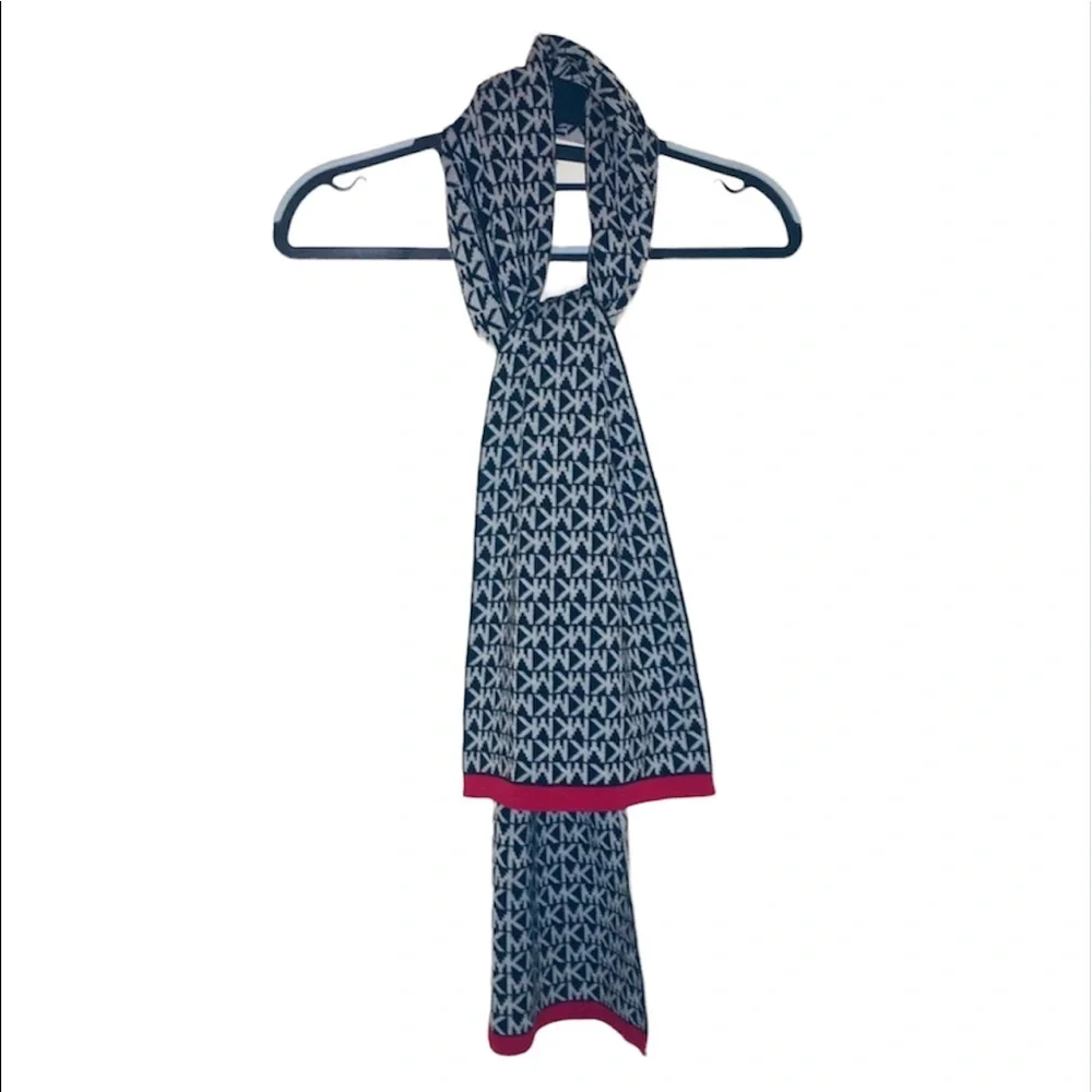 NWT Michael Kors: Black, Gray & Red Logo Scarf